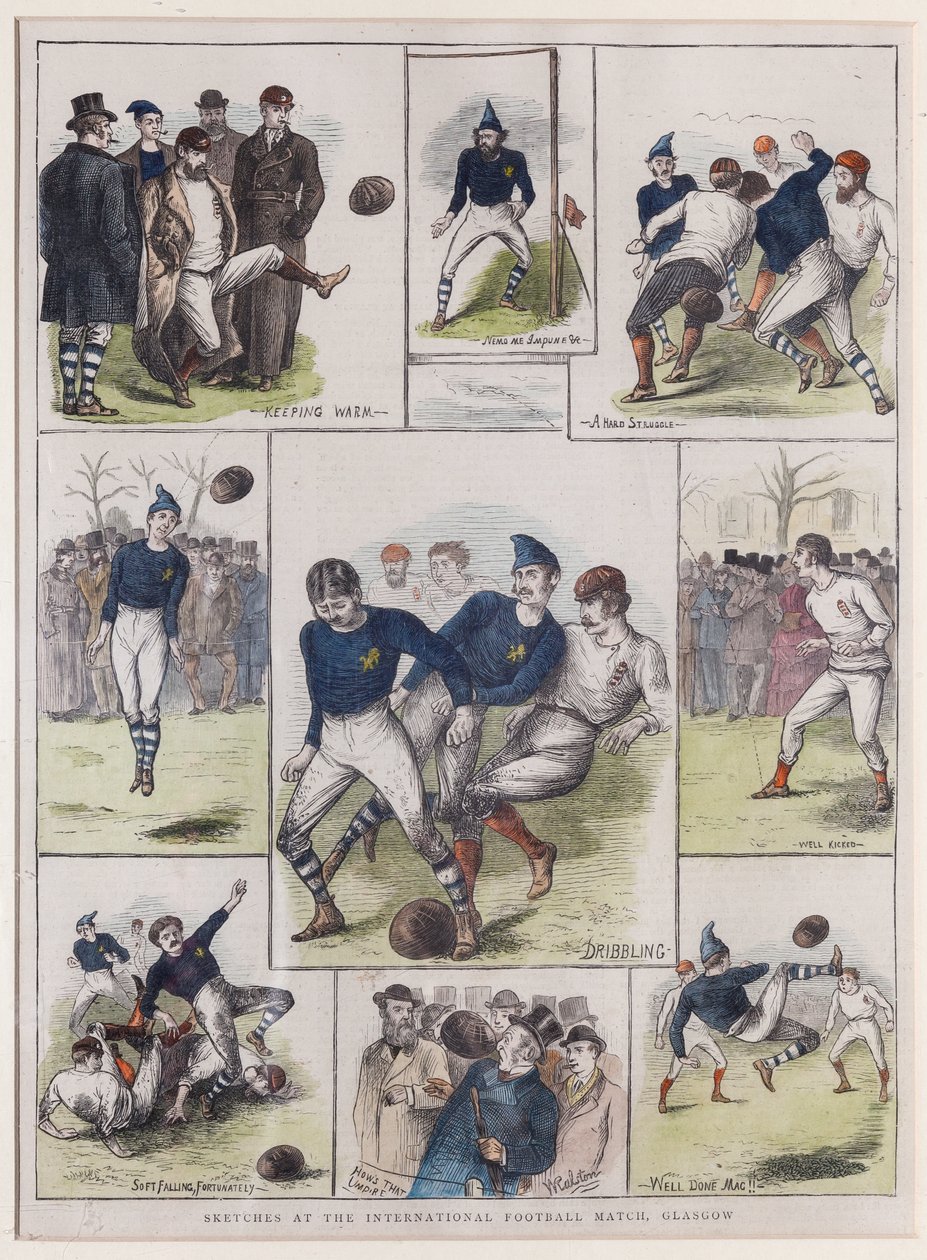 Bocetos en el Partido Internacional de Fútbol, Glasgow, 1872 de William Ralston