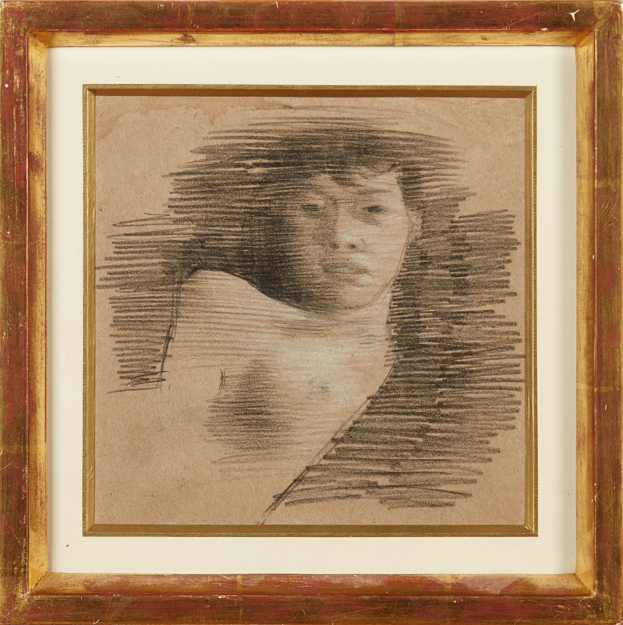 Chica en París (crayón y tiza blanca) de William Rothenstein