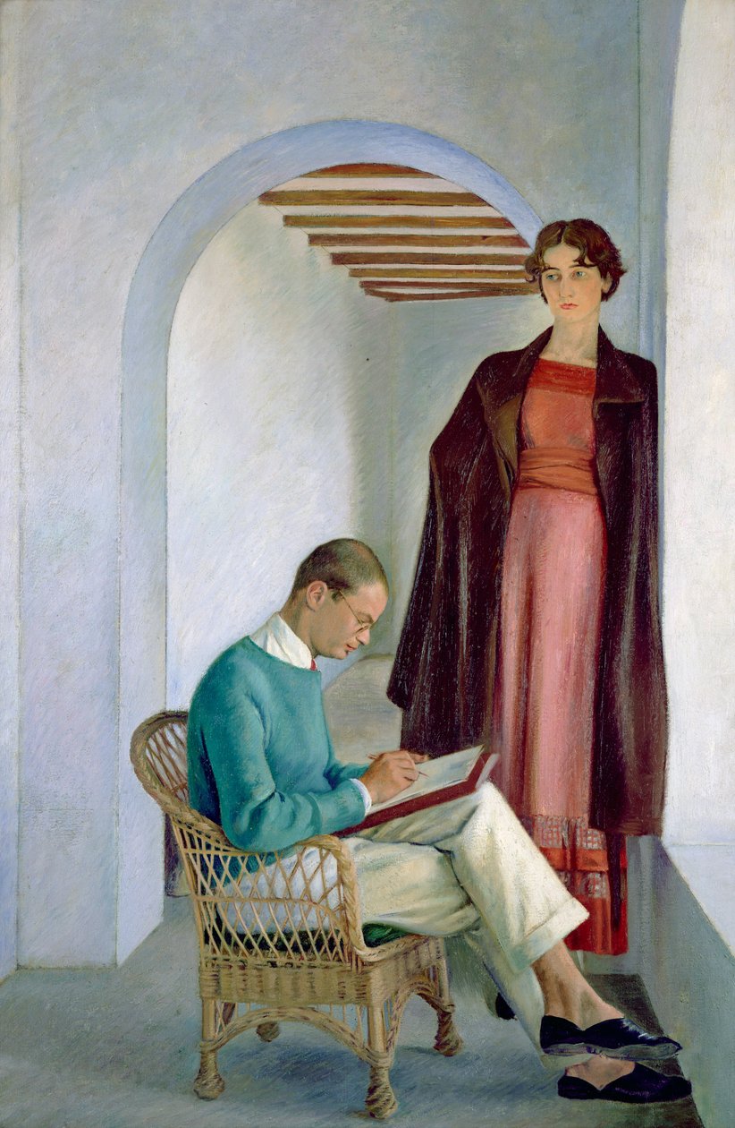 El hijo del artista y su mujer o Dos figuras en un interior, c.1930-35 (óleo sobre lienzo) de William Rothenstein