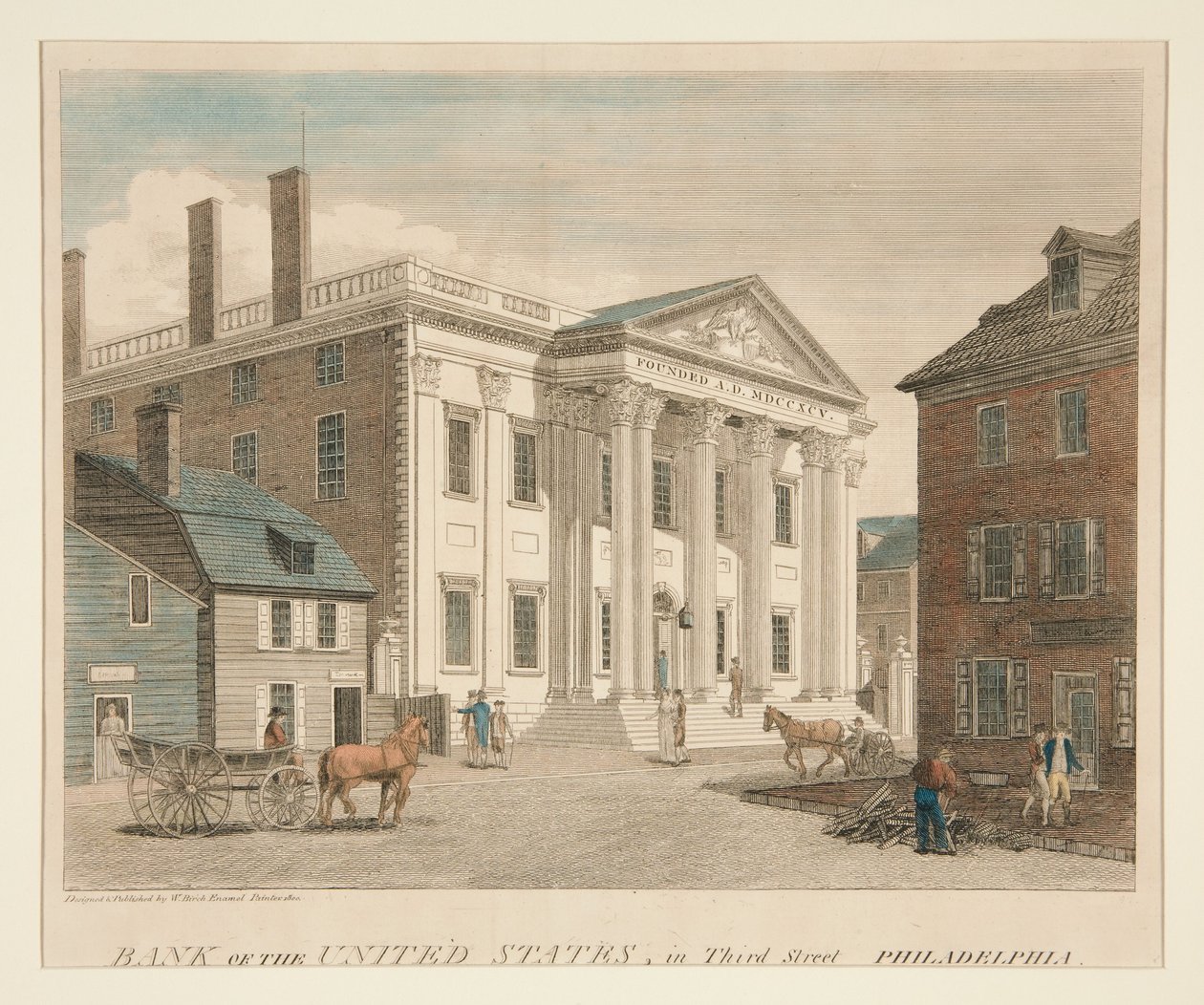 Banco de los Estados Unidos, en la Tercera Calle de Filadelfia de William Russell Birch