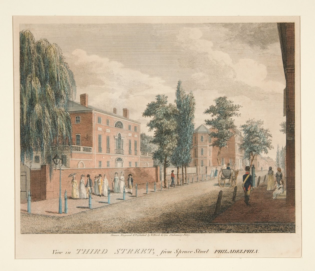 Vista de Third Street desde Spruce Street, Filadelfia de William Russell Birch