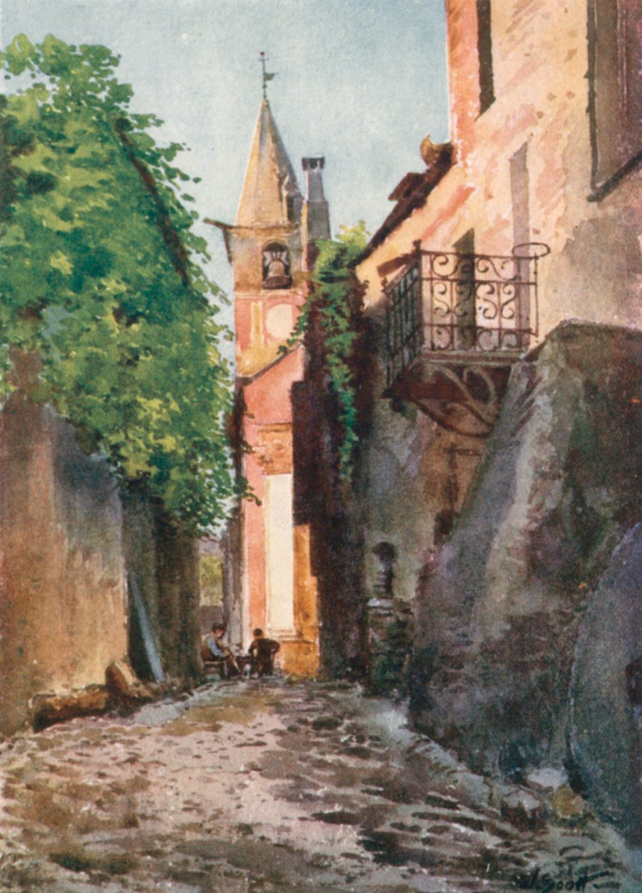 Calle en Villanuova, cerca de Albenga (litografía en color) de William Scott