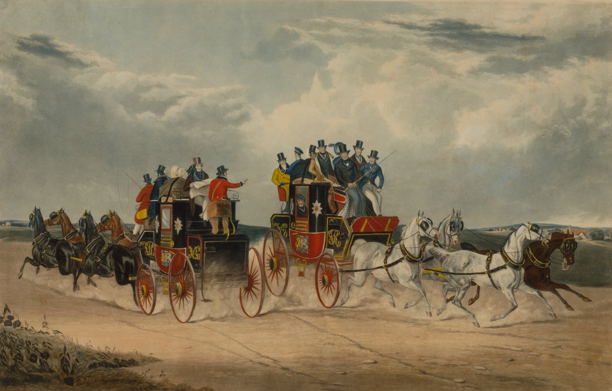 El correo diurno de Brighton pasando por Hockwood Common de William Shayer