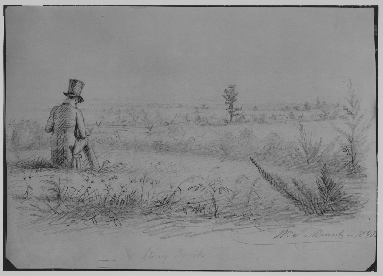 Artista dibujando en Stony Brook, Nueva York (del álbum de recortes McGuire) de William Sidney Mount