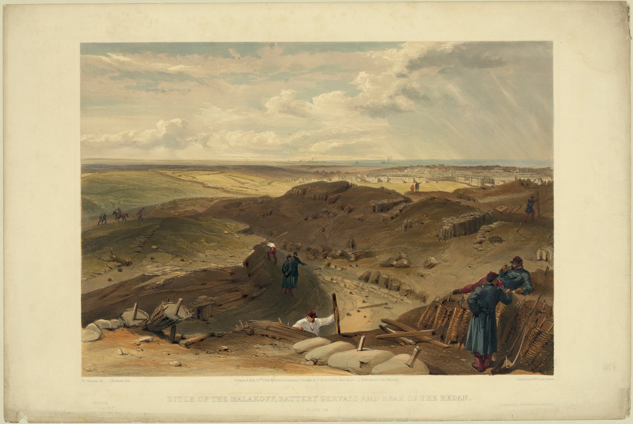 Reducto de Malakoff, batería Gervais y parte trasera del redan, 1855 de William Crimea Simpson
