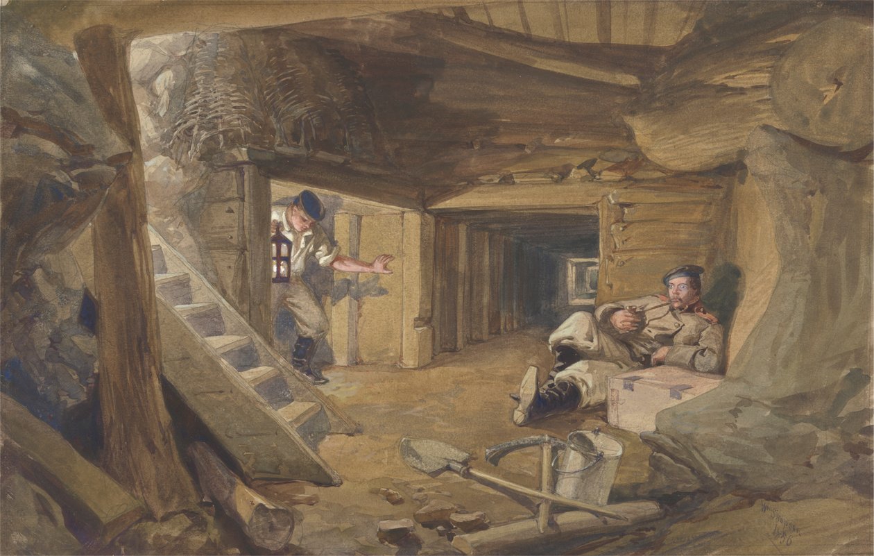 Mina en el Bastión del Mat, Sebastopol, Crimea de William Simpson
