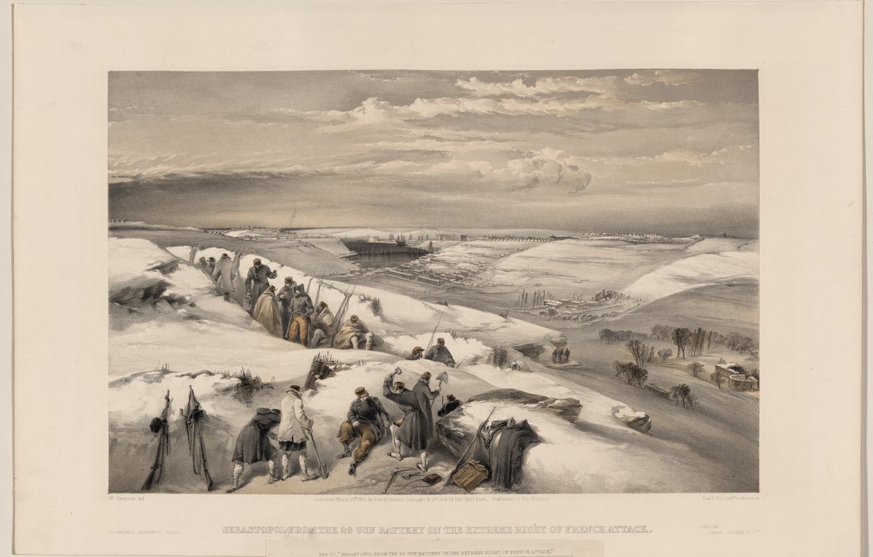 Sebastopol desde la batería de 26 cañones, 1855 de William Crimea Simpson