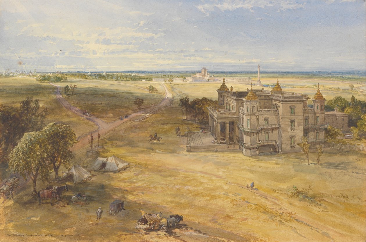 El Dilkoosha, Lucknow en la distancia de William Simpson