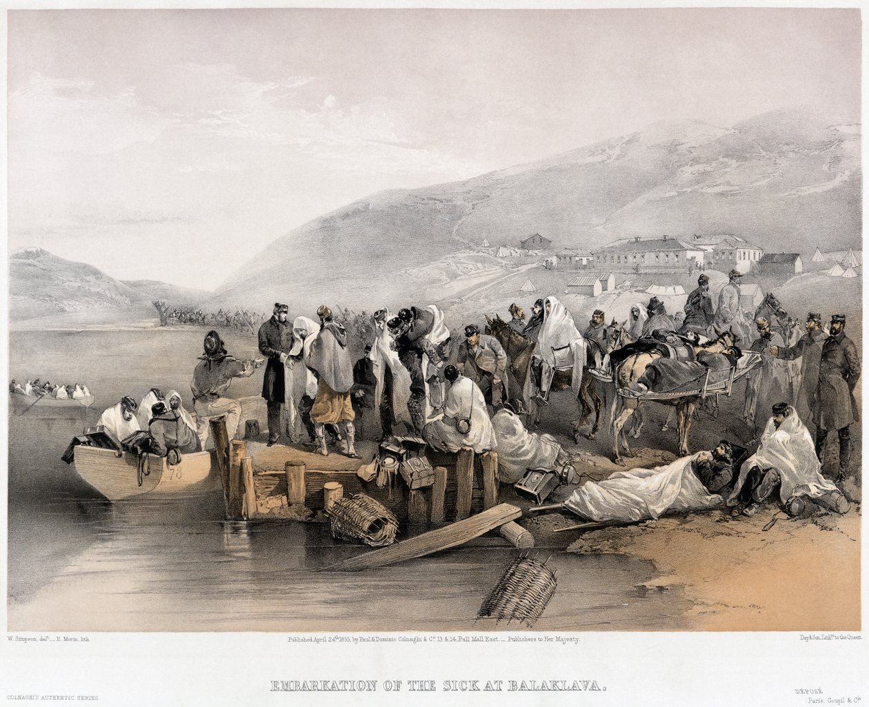 El embarque de los enfermos en Balaklava, 1855 de William Crimea Simpson