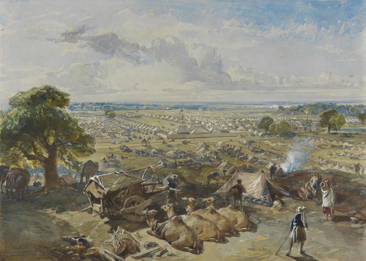 Campamento del Gobernador General y del Comandante en Jefe en Jalandhar, 1 de febrero de 1860 de William Simpson