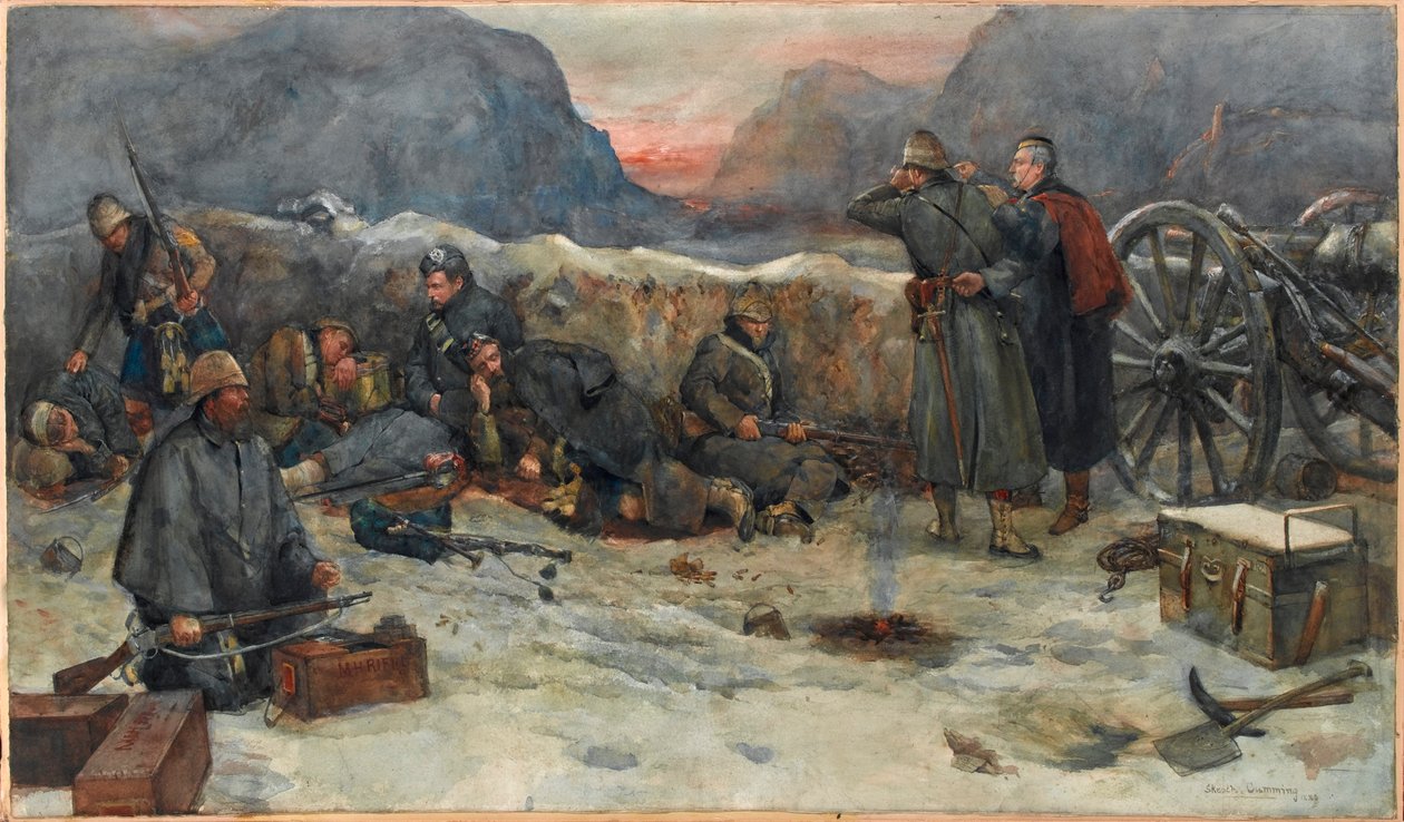 Los Gordon Highlanders: Amanecer en las trincheras de William Skeoch Cumming