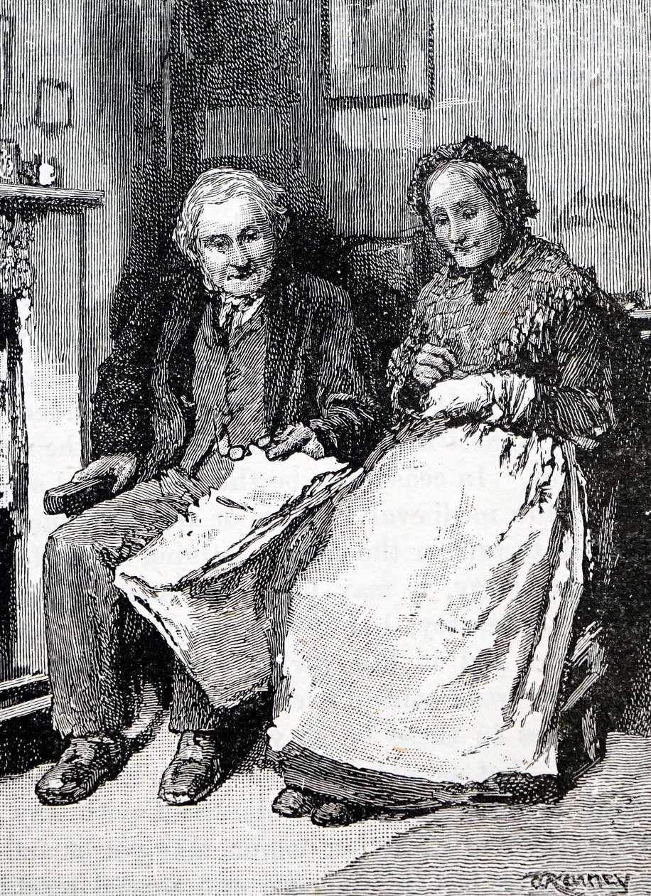 Una pareja de ancianos. Por William Small (1843-1929) un ilustrador inglés. 1880 de William Small