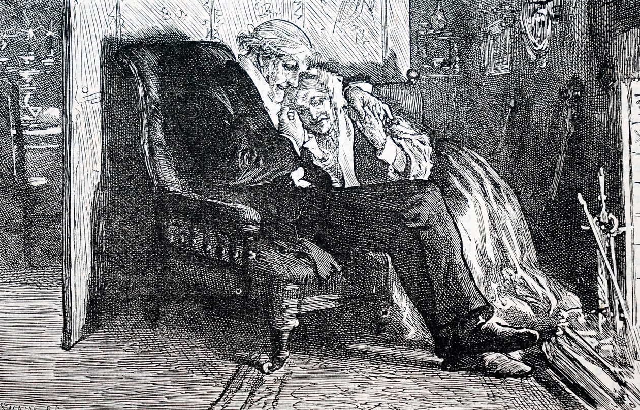 Una pareja de ancianos. Por William Small (1843-1929) un ilustrador inglés. 1880 (grabado) de William Small