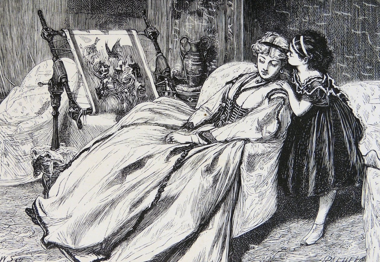 Madre trabajando en una pieza de bordado de William Small