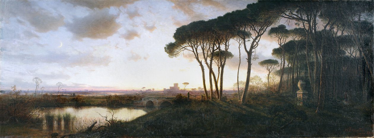 Castillo de Ostia visto desde el bosque de pinos de Castel Fusano, 1881 de William Stanley Haseltine
