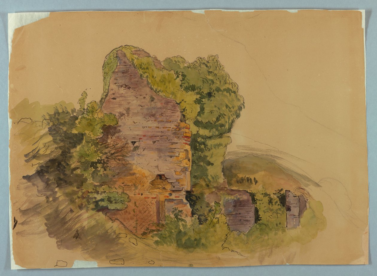 Base de torre, boceto de ruinas en el bosque de William Stanley Haseltine