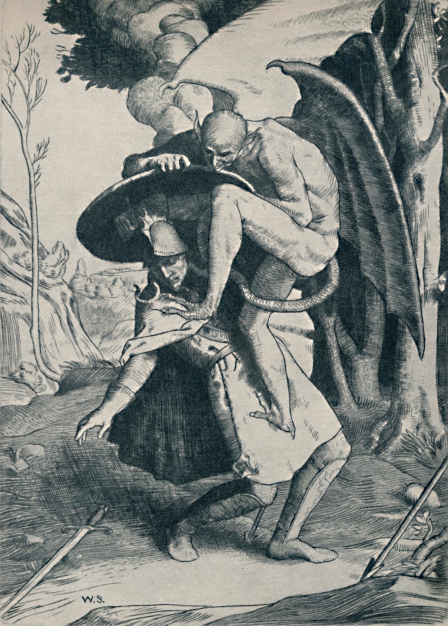 Cristiano Luchando contra Apollyon, 1895, 1923 de William Strang