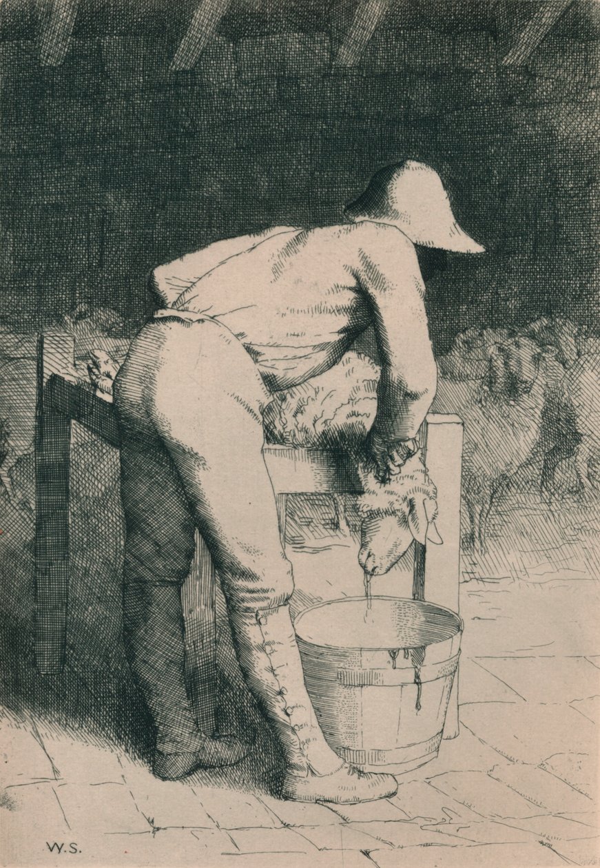 El carnicero y la oveja, c. 1916 de William Strang