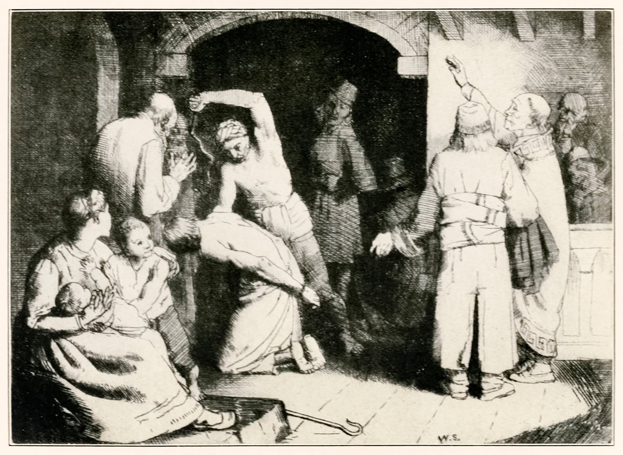 El azote de Fiel de El progreso del peregrino de este mundo al venidero por John Bunyan, ilustración de William Strang de William Strang