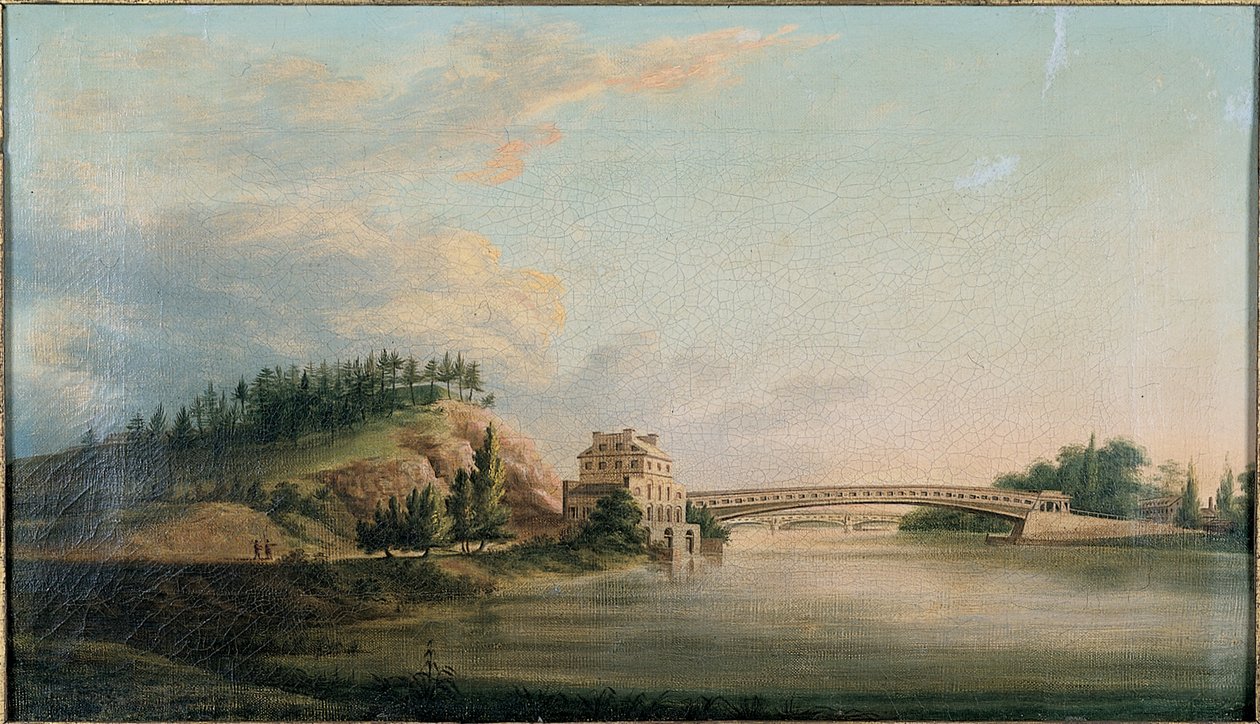 Vista de un puente sobre el río Schuylkill, c.1815 de William Strickland