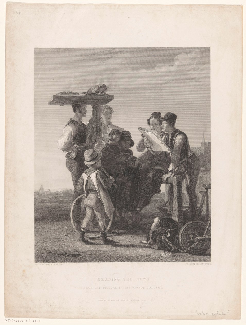 Lectura de un periódico Leyendo las noticias (título en el objeto) de William Taylor (prentmaker)