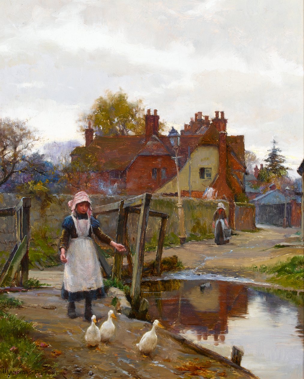 Llevando a casa los patos por el viejo puente, Abingdon de William Teulon Blandford Fletcher