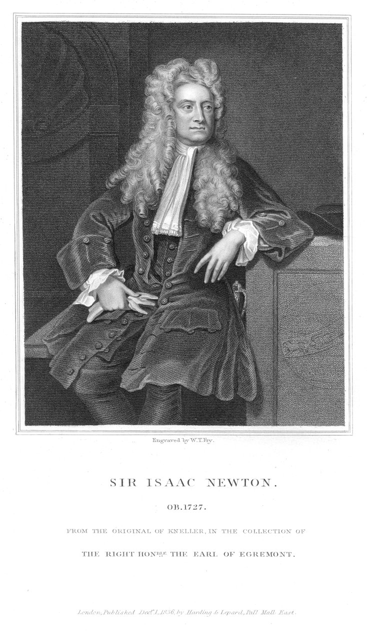 Isaac Newton, matemático y físico inglés, 1836 de William Thomas Fry