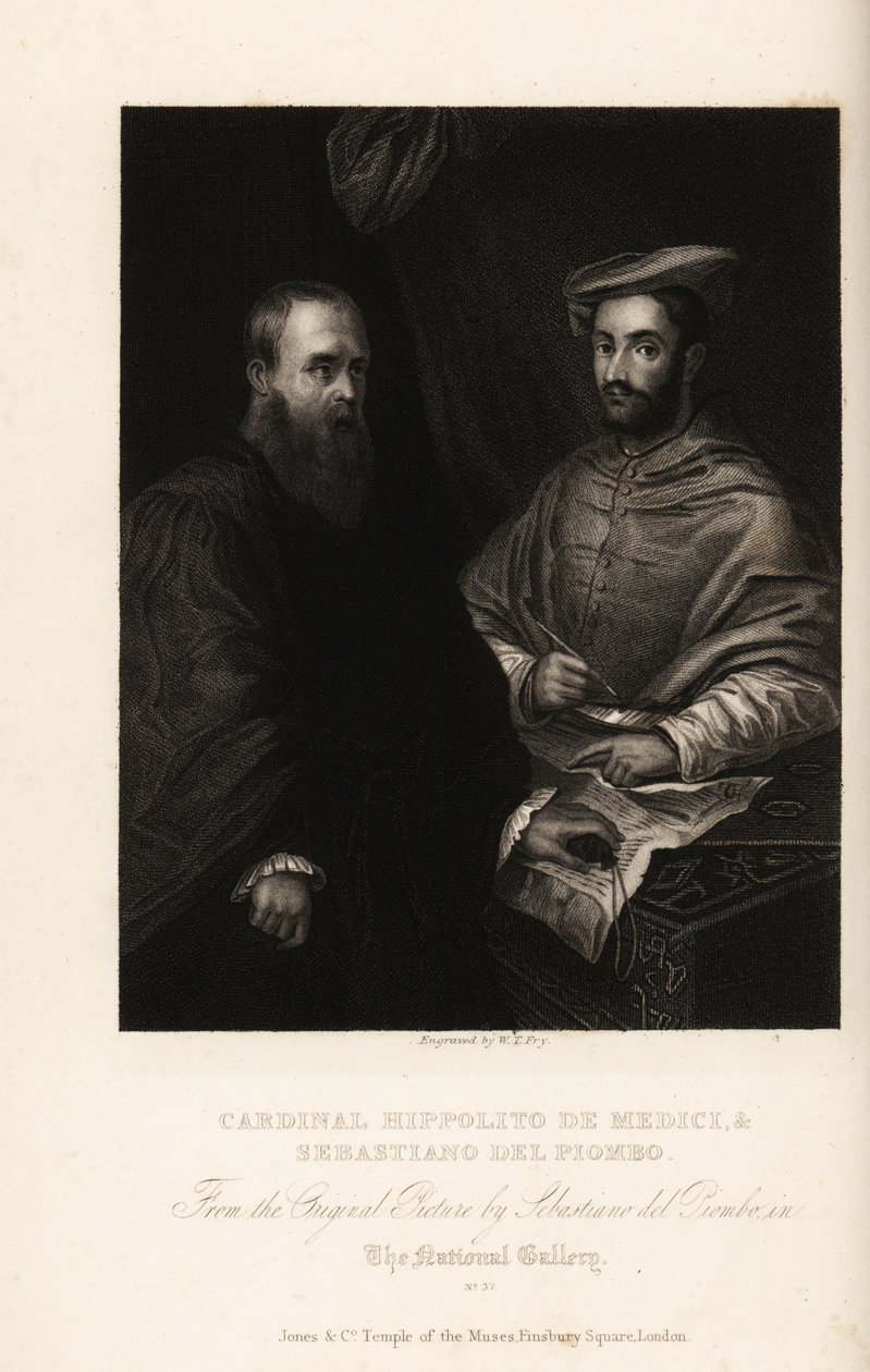 Retrato de Sebastiano del Piombo, pintor italiano del Alto Renacimiento y primeros períodos manieristas, circa 1485-1547, con el Cardenal Ippolito de