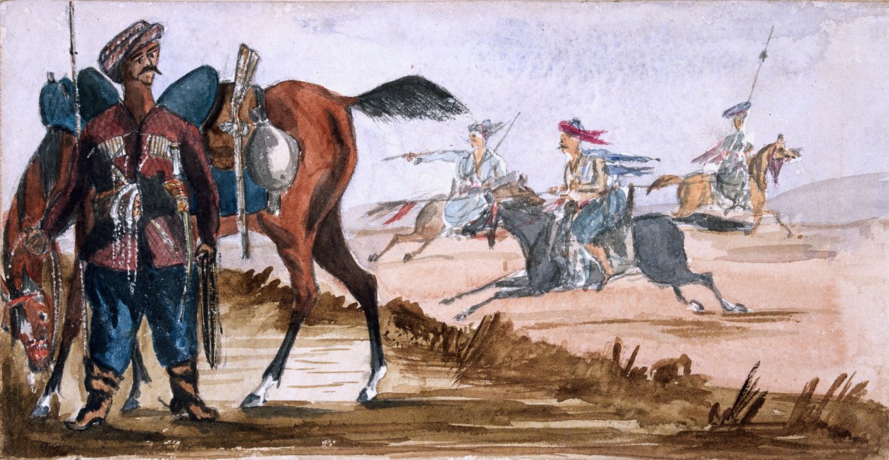 Bashi Bazouk de Circassia, y otros en ejercicio en el fondo de William Thomas Markham