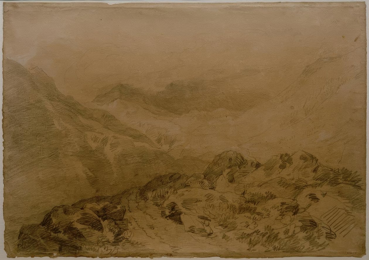 Un paso rocoso entre montañas (Glen Croe, con laderas de Ben Arthur: Ben an Lochain) de Joseph Mallord William Turner