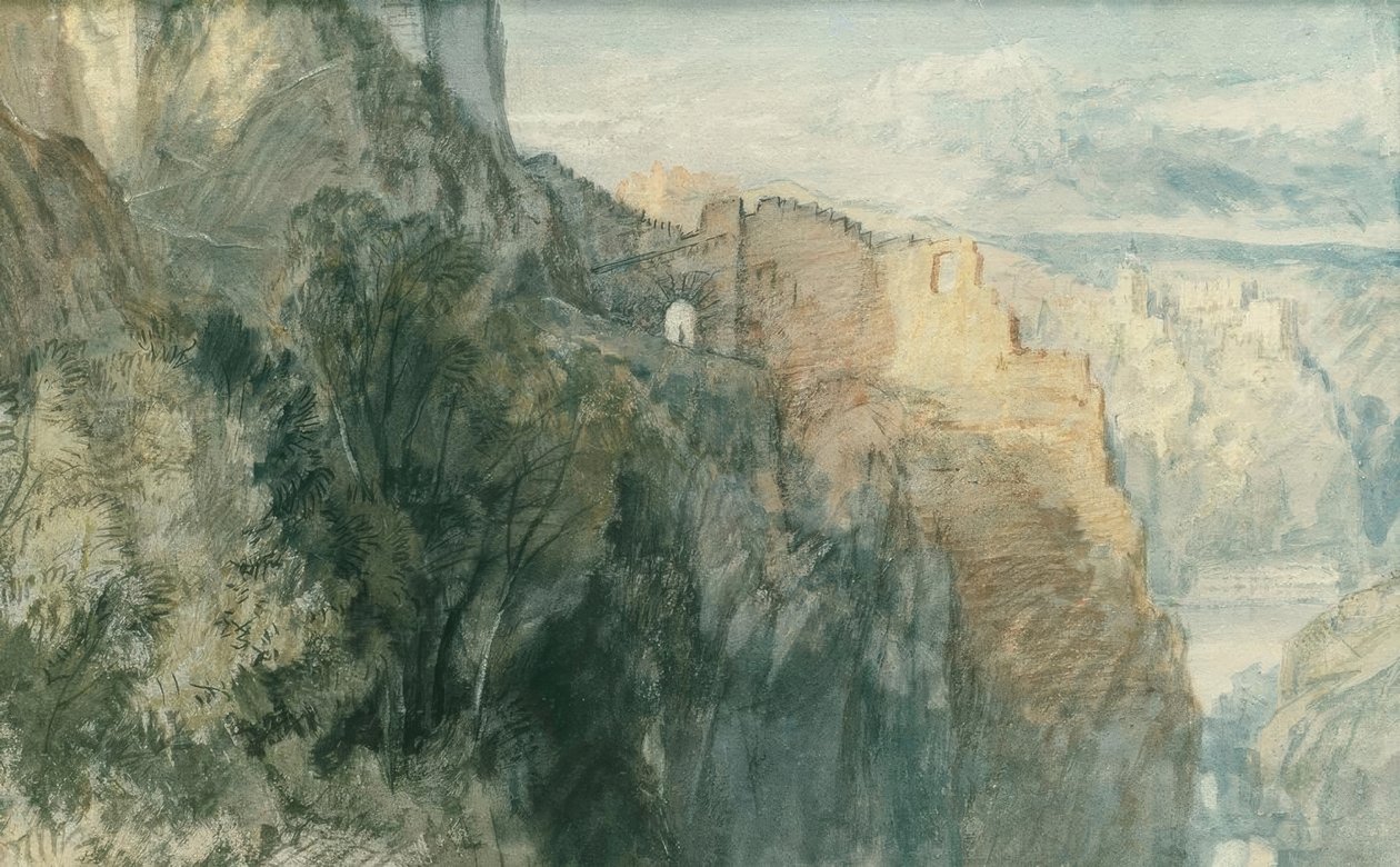 Castillo Katz con vista al castillo Rheinfels de Joseph Mallord William Turner