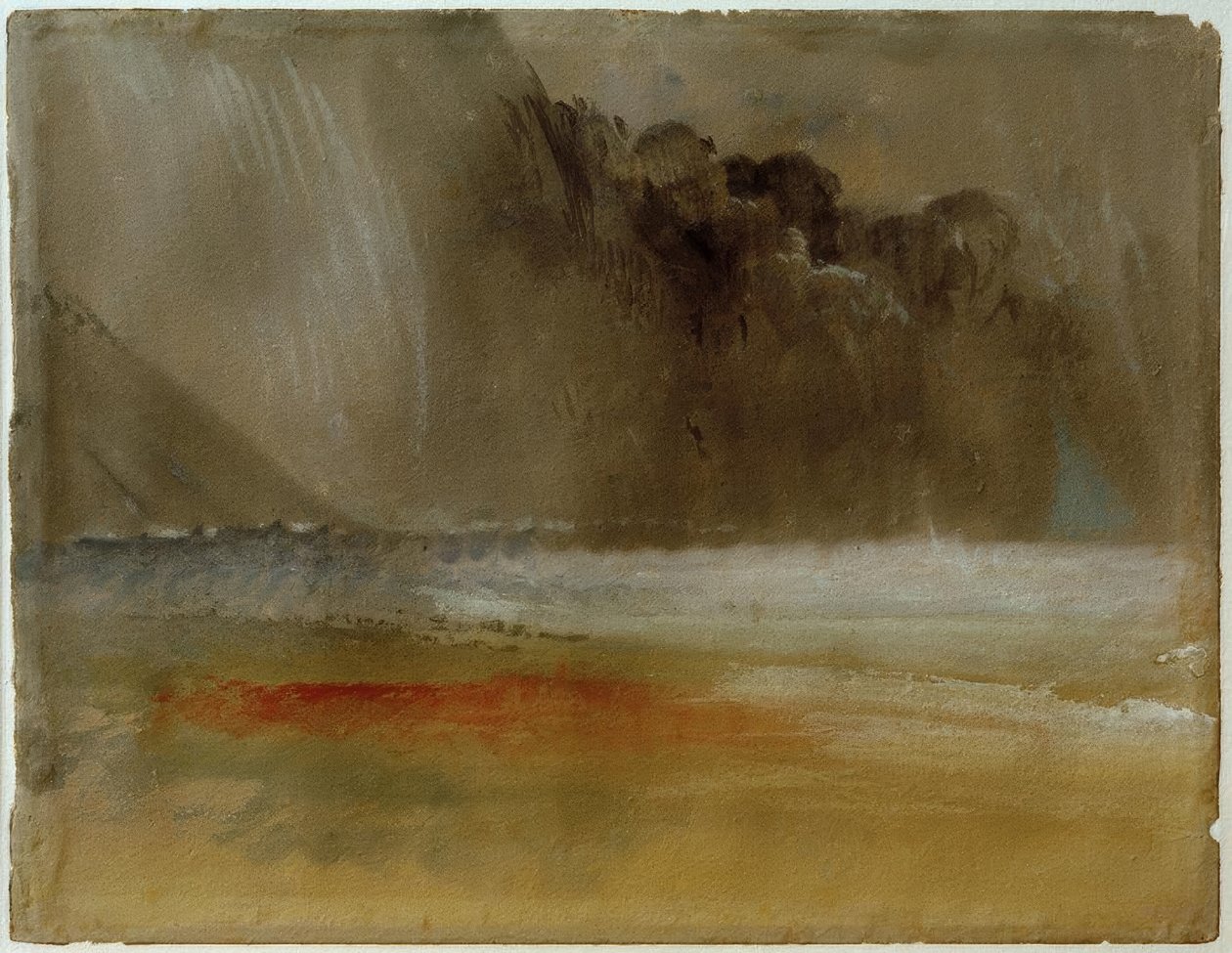 Nube de tormenta acumulada sobre el mar y la arena de Joseph Mallord William Turner