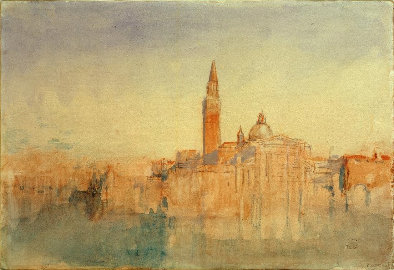 San Giorgio Maggiore al atardecer, desde el Hotel Europa de Joseph Mallord William Turner