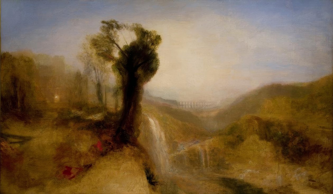Paisaje del sur con un acueducto y una cascada de Joseph Mallord William Turner