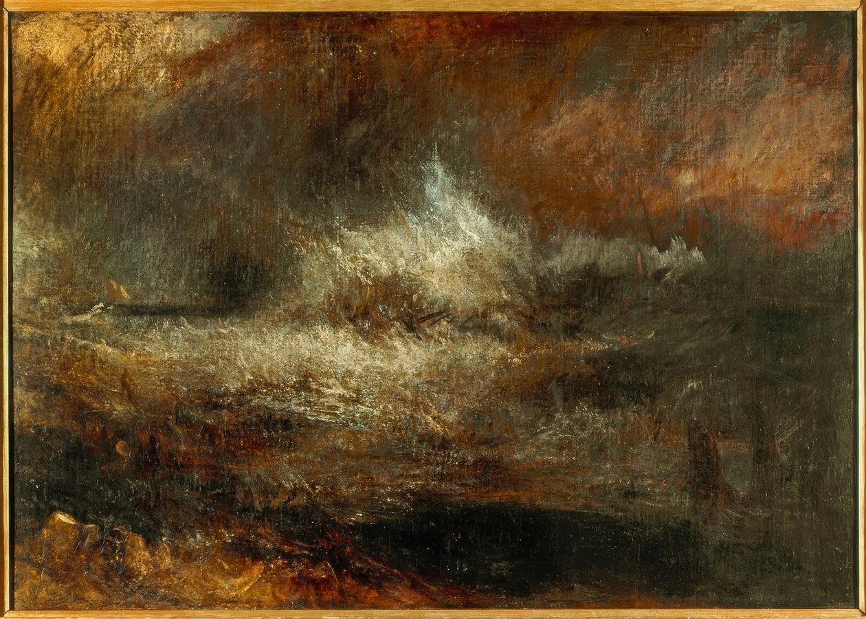 Mar tormentoso con naufragio en llamas de Joseph Mallord William Turner