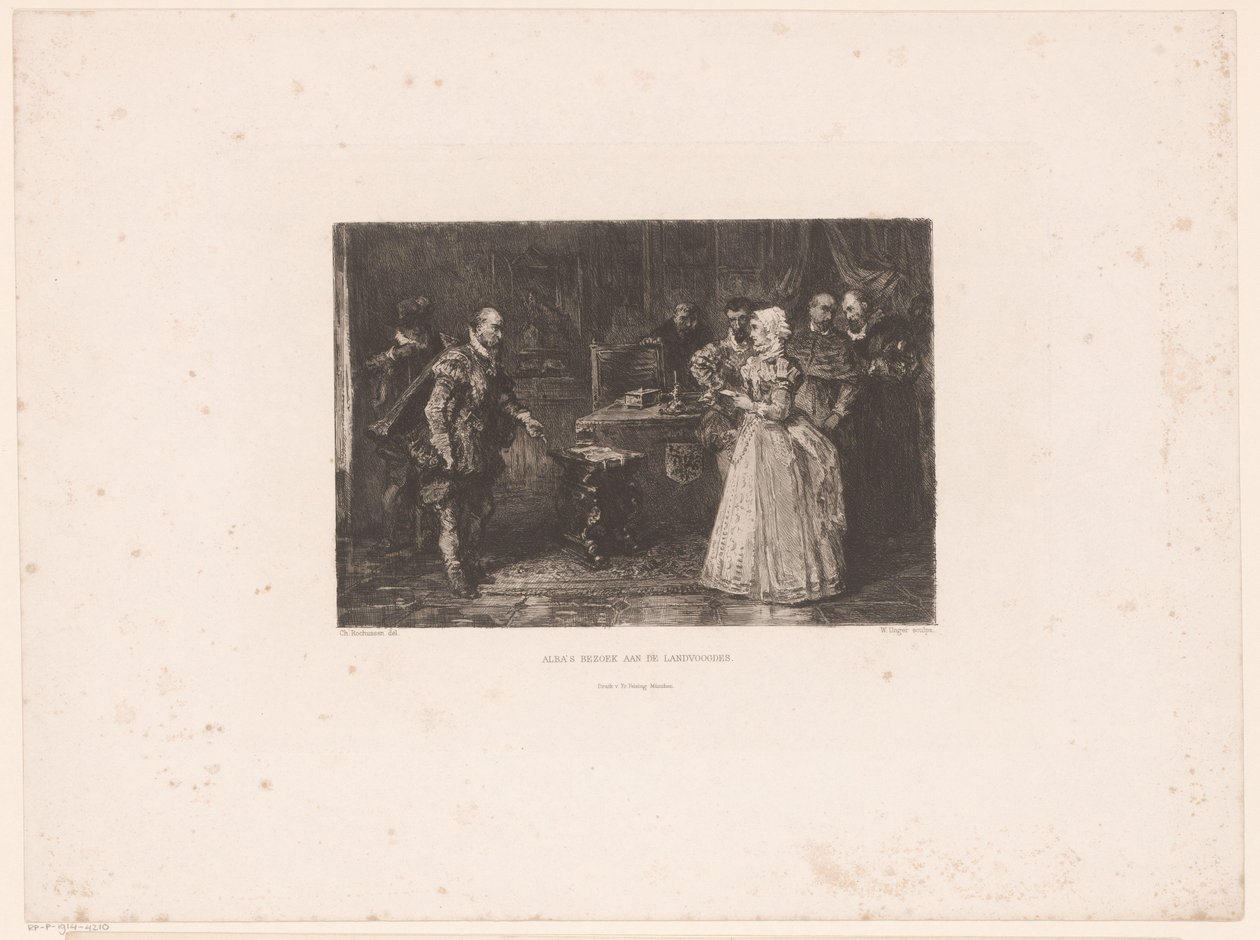 Alva visita a la regente Margarita de Parma, 1567 Visita de Alba a la institutriz (título sobre objeto) de William Unger