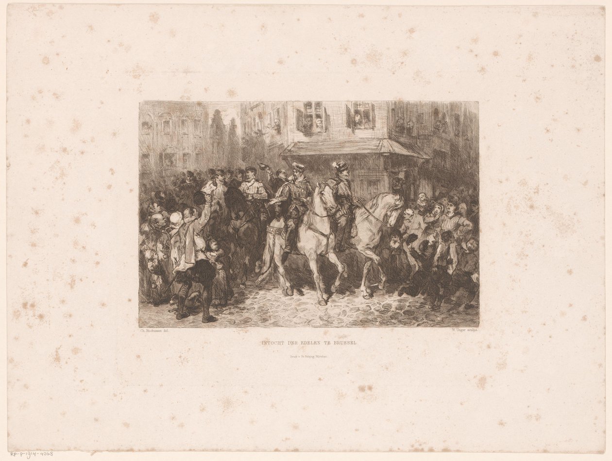 Entrada de los nobles en Bruselas, 1566 Entrada de los nobles en Bruselas (título sobre objeto) de William Unger