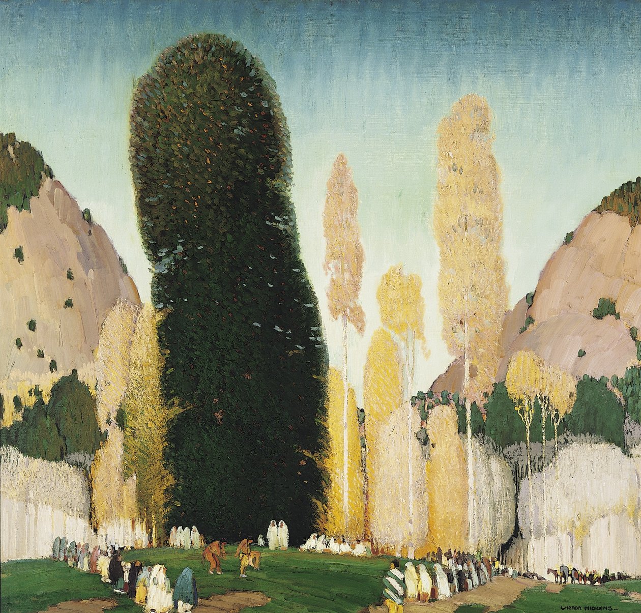 Una ceremonia en la montaña, c.1930 (óleo sobre lienzo) de William Victor Higgins