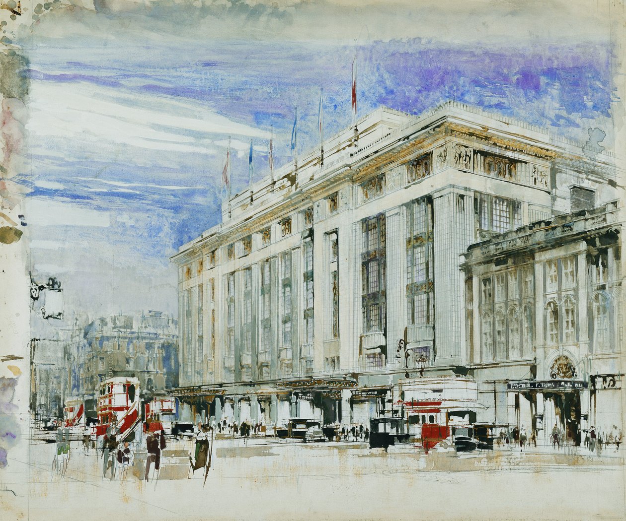 Diseño perspectivo para Derry y Toms, Kensington High Street de William Walcot