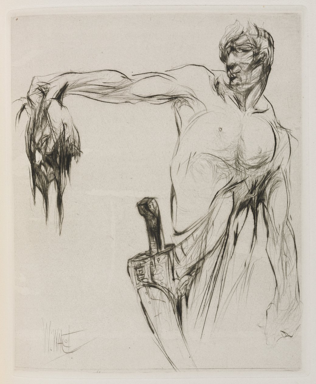 Herodías: Página 53, La cabeza entró y Mannaeus la sostuvo por el cabello, con el brazo extendido, orgulloso por los aplausos. de William Walcot