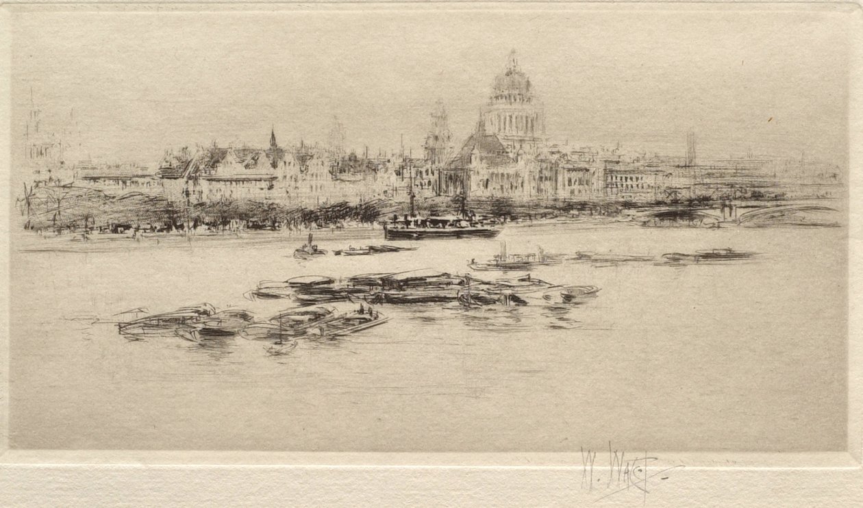 El Támesis desde Waterloo - Vista hacia la catedral de San Pablo de William Walcot