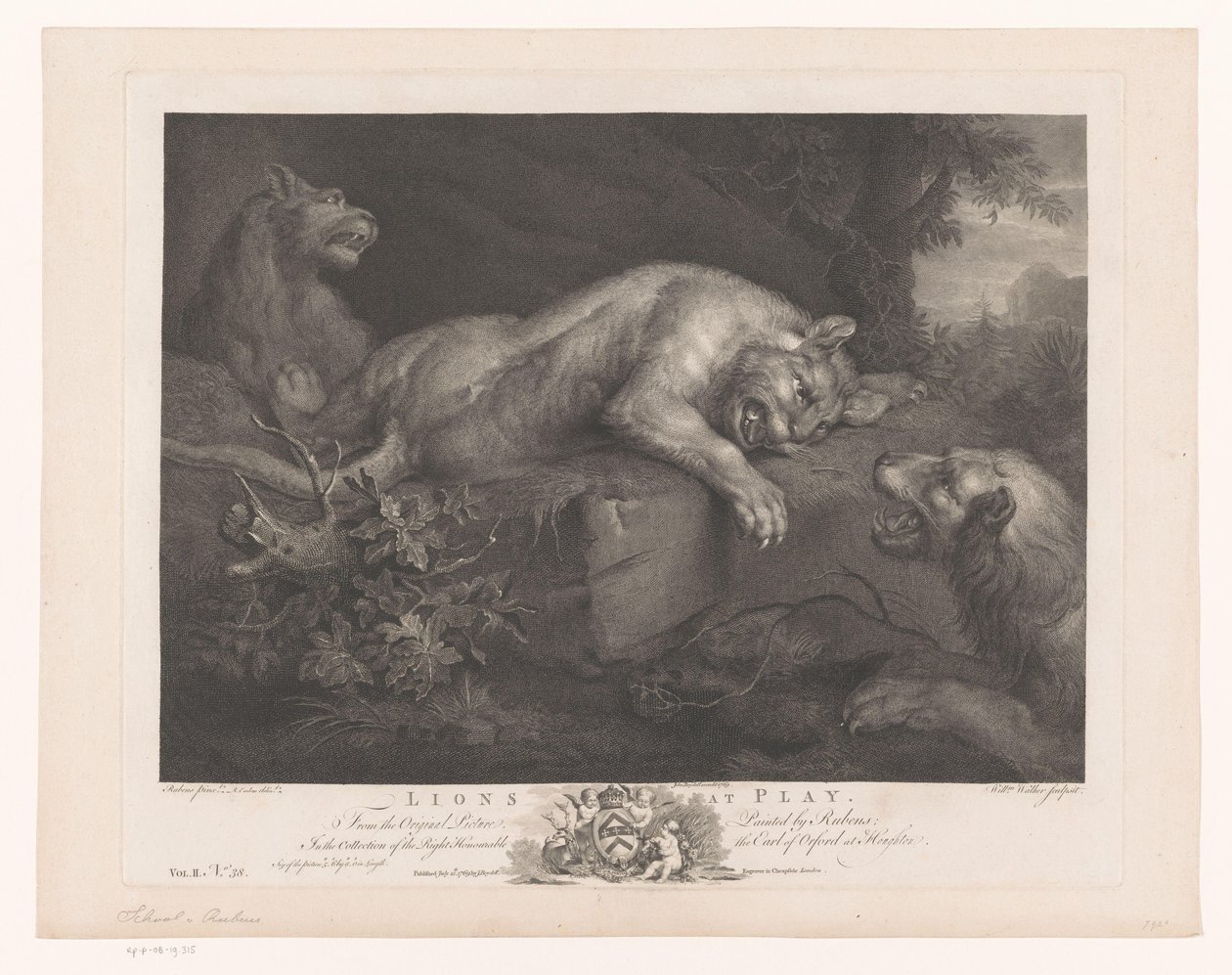 Drie spelende leeuwen Leones en juego (título en objeto) Schilderijen uit The Houghton Gallery (título de la serie) The Houghton Gallery (título de la serie) de William Walker