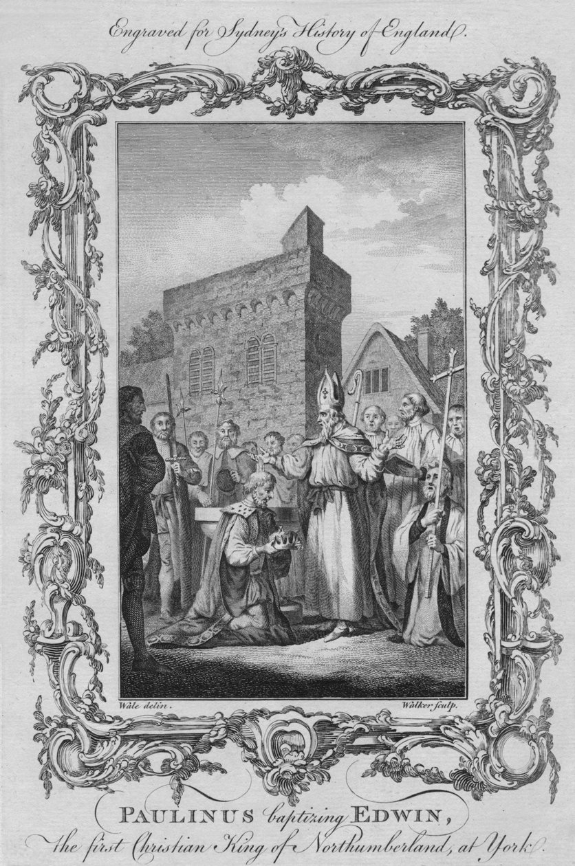 Paulinus bautizando a Edwin, el primer rey cristiano de Northumberland, en York, 1773 de William Walker