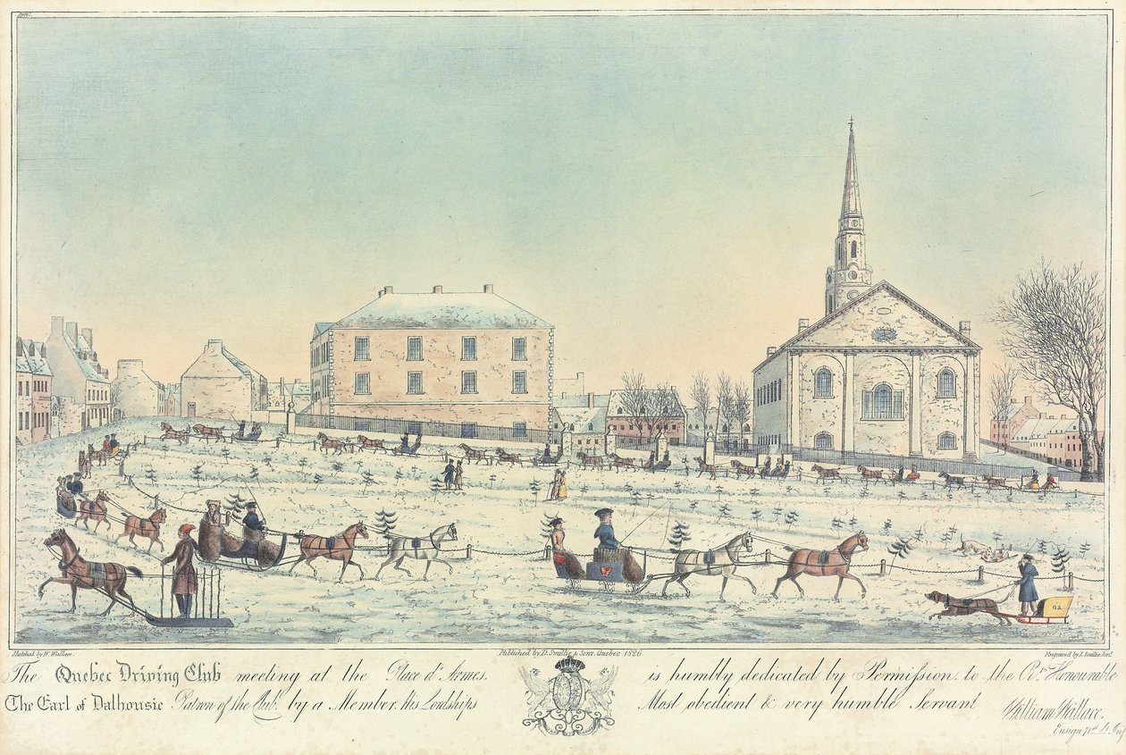 La reunión del Club de Conducción de Quebec en la Place d’Armes, grabado por J. Smillie Jr., 1826 de William Wallace
