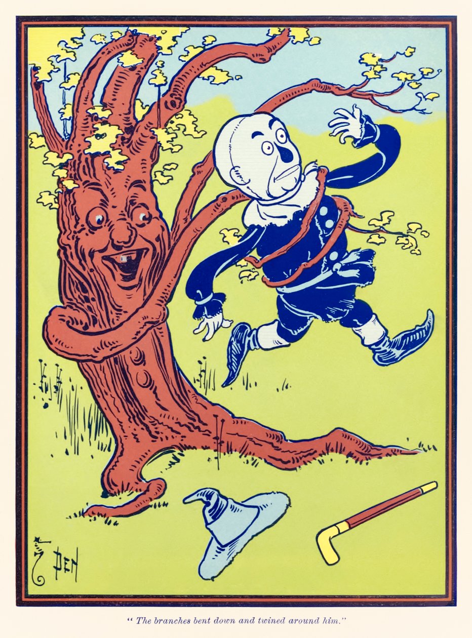 "Las ramas se doblaron y se enredaron a su alrededor." de "El maravilloso mago de Oz" por L. Frank Baum de William Wallace Denslow
