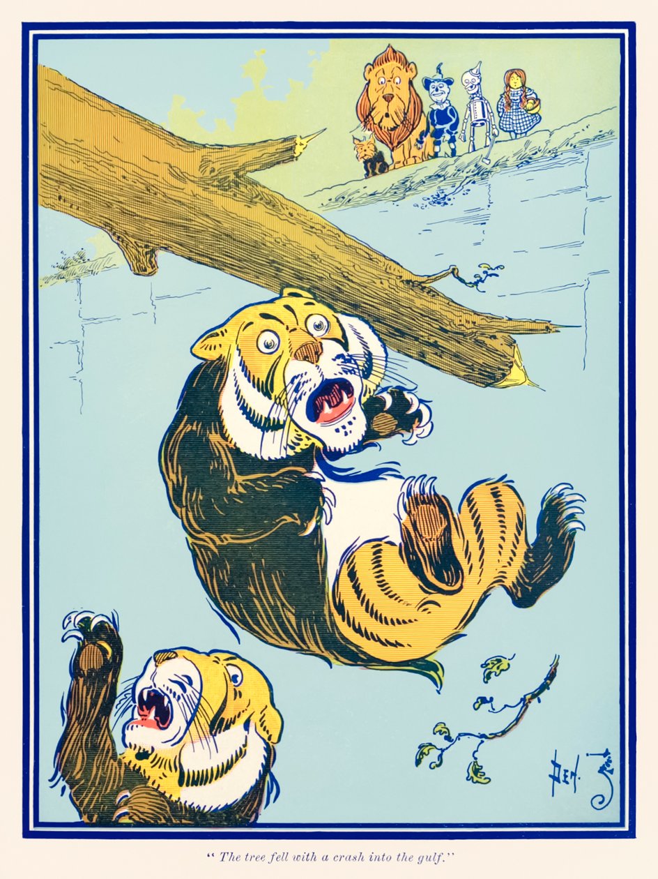 “El árbol cayó con un estruendo en el abismo” de “El maravilloso mago de Oz” de L. Frank Baum de William Wallace Denslow