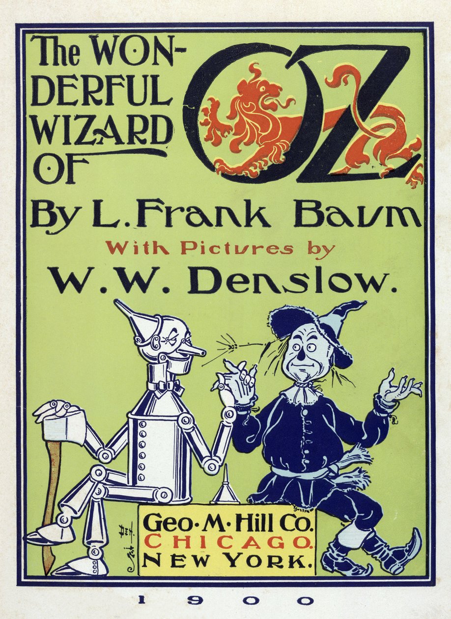 Página de título de El maravilloso mago de Oz por Lymna Frank Baum (1856 - 1919) pub. 1900 de William Wallace Denslow