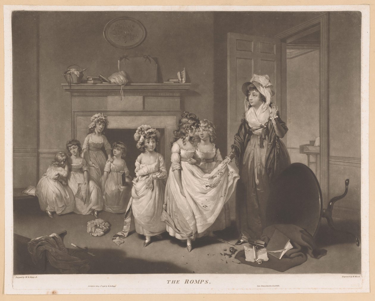 Tinta en el vestido de una de las chicas. The Romps (título sobre el objeto) de William Ward