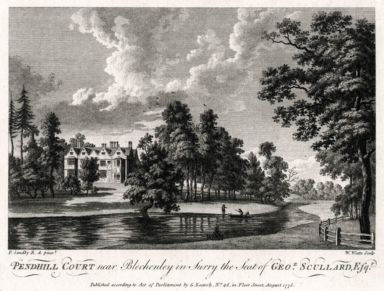 Pendhill Court cerca de Bletchenley en Surry, la residencia de George Scullard Esquire, 1776 de William Watts