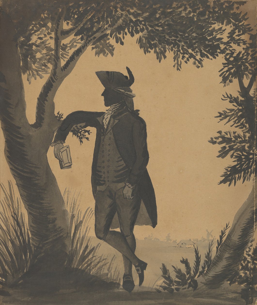 Joven Apoyado en un Árbol con un Libro de William Wellings